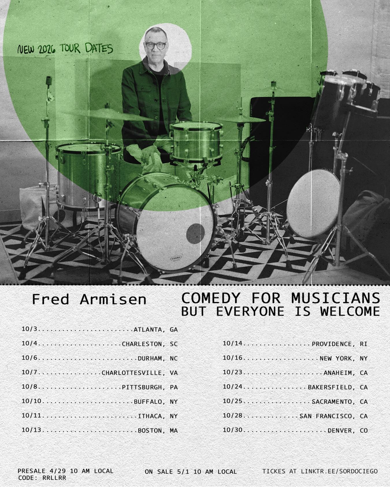 Fred Armisen Comedy for Musicians But Everyone is Welcome Tour Poster